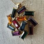 Charter Club Multicolor Baguette Crystal Pendant Necklace, Gold Tone Photo 4
