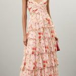 Mac Duggal Pink Floral Ruffled Sweetheart Sleeveless A-Line Gown Size 6 Photo 1