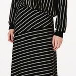 ZARA {S} Asymmetrical Striped Dress Black White Photo 0