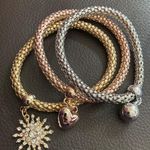 3 Piece Shiny Multilayer Gold Silver and Bronze Bracelet Set Photo 3