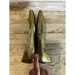 joe's jeans  Gold Metallic Pointed Slip-On Flats Size 6.5 Pebbled Leather Fall Photo 4