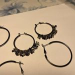 Lot Of 3 Women’s Costume Earrings Pierced Hoop Black / Gunmetal Mix Photo 9