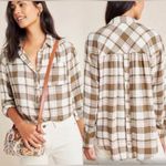 Anthropologie Isadora Button Back Plaid Tunic Popover long sleeve Shirt XS Photo 0