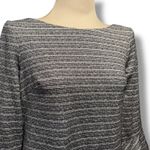 Jessica Howard Missy Stripe Ruffle Bell Sleeve Shift Dress Black Silver 12P Photo 1