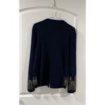 Chico's Chico’s Demitria Cardigan Navy Gold Beaded Embroidered Zip Jacket Sz 1 Photo 8