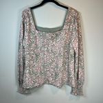 MELLODAY Ditsy Floral Square Neck Blouse Shirt Green Pink Cottagecore Women's XL Photo 7