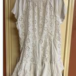 Free People  Women's White Eyelet Peplum Top L Photo 8