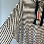 Andrée Top Black & White Striped Hoodie with Silver Sequin Hood Sz 3X NWT Photo 3