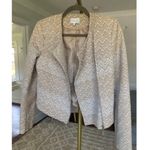 1. State  Chevron Moto Jacket Beige White Textured S Cotton Parisian Scandi Preppy Photo 2