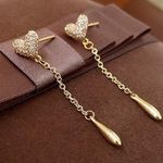 Love Heart Tassel Chain Dangle Drop Earrings for Women Gold Photo 3