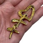 Vintage Signed AAI Open Heart XX Kiss Gold Tone Large Brooch Pin Valentines Love Photo 1