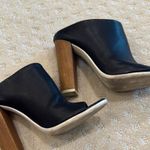 Vince Black Allison Wooden Block Heel Mules Photo 3