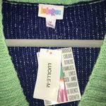 LuLaRoe Cardigan Cableknit Lucille Sweater Sz M NWT Grandpa Oversized Blue Green Photo 2