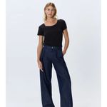 Quince  Scoop Neck Tee M Cotton Modal Black Minimalist Wrinkle Resistant Basic Photo 3