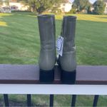 ZARA women’s leather booties boots square toe, mid heel green Sz 39 Photo 11