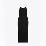 ZARA NWT Stretch Contrast Elegant Black Dress w/ Bow Detail Size Medium Photo 6