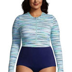 Lands' End  Plus 22W Long Sleeve UPF 50 Full Top Coverage Zip Front Swimsuit Photo 0