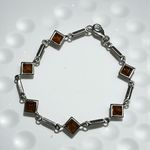 Amber & 925 Sterling Silver Bracelet 7" Fine Jewelry Women's Link Design Photo 1