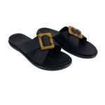Olukai La‘i Slide Sandals Black with Tortoise Buckle Women’s 8 Photo 1