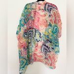 Chico's  Top Womens Size l/xl Pink Blue Paisley Linen Open Cardigan Beach Casual Photo 3