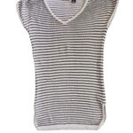 Tahari V-Neck Black & White Striped, Knit Beach Cover-Up Sleeveless Dress - Size Photo 0