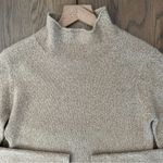 TSE 100% Cashmere Classic Knit Funnel Neck Sweater Tan and White Melange Small Photo 3