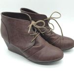 Dream Paris Dream Pairs Womens Ankle Boots Wedge Heel Faux Leather Lace Up Brown 9.5 Photo 0