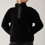 Athleta NWT  Cozy Sherpa Snap‎ Pullover in Black Size Medium Photo 0