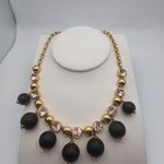 Kate Spade  Second Nature Gold Tone, Pink Crystal, & Wood Statement Necklace Photo 3
