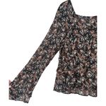 Free People  Uptown Boho Floral Tie Front Bell Sleeve Peasant Blouse Top Sz Small Photo 12