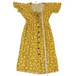 Mimi Chica  Yellow Floral Tie Front Button Midi Dress Bell Sleeve Boho Sz Medium Photo 4
