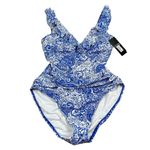 Ralph Lauren  Blue Paisley Ruffle Front Swimsuit NWT - Size 6 Photo 2