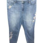 Nicole Miller  Plus Size 20 High Rise Skinny Jeans Floral Embroidered Raw Hem 677 Photo 0