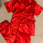 Heart Print Pajama Set Red Size M Photo 0