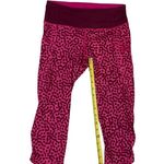 Lululemon Run Inspire Crop Leggings Pink Animal Print Size 4 Ruched Capri EUC Photo 4