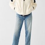 Faherty  Cortina High Pile Fleece Pullover in Bright White Size Medium Photo 0