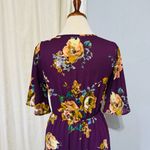 Everly Women Purple Floral V-Neck Side Slit Maxi Dress Size S Photo 5