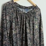 Democracy NWOT Paisley Print Metallic Long Slevees Elasticized Blouse Size 2X Photo 5