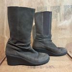 Keen  Akita Brown Leather Slouchy Mid Calf Wedge Heel Boots Sz 7.5 Photo 0