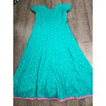 Muskan India Teal Aqua Pink Gold Short Sleeve V Neck Long Cotton Dress Small Green Photo 6