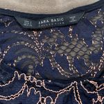 ZARA basic navy blue lace flowy top size S Photo 5