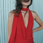 ZARA  midi dress Elegant Red Halter prom wedding cocktail party satin  Photo 9