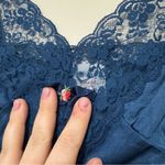 Vintage Made in the USA Lace Trim Navy Blue Camisole Photo 1