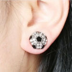 Soccer Sports Stud Earrings - Rhinestone Crystal Bling, Athletic Fashion Photo 1
