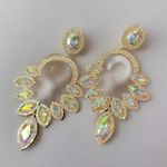 New! Rain Drop Rhinestone Luxury Exaggerated Gem Earrings for Women Silver Photo 0