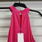 Mango MNG Women's Halter Neck Fringe Dress Size 8 Pink Sleeveless Knit Midi Photo 7