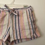 Loft ANN TAYLOR Striped Tie Waist Shorts Pink White Blue 100% Cotton Boho Small Photo 2