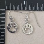 Boutique Silver Chain Necklace Poodle Dog Rhinestone Pendant Paw Print Earrings Set Photo 10