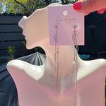 Jessica Simpson  silver tone crystal diamonds tassels earrings drops Photo 0