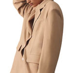 Maeve  Anthropologie Tan Boxy Oversize 90s 80s Style Three Button Blazer Photo 0